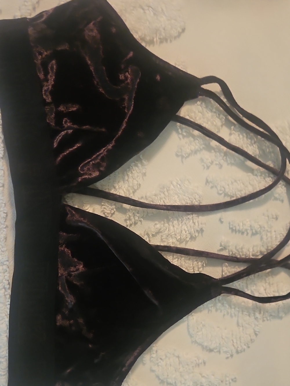 Velvet Triangle Bralette - Black